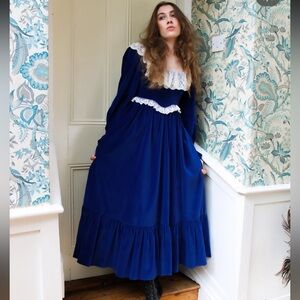 The Pansy garden made by pansy moonwater blue velvet lace dress NWT UK 14 US 10